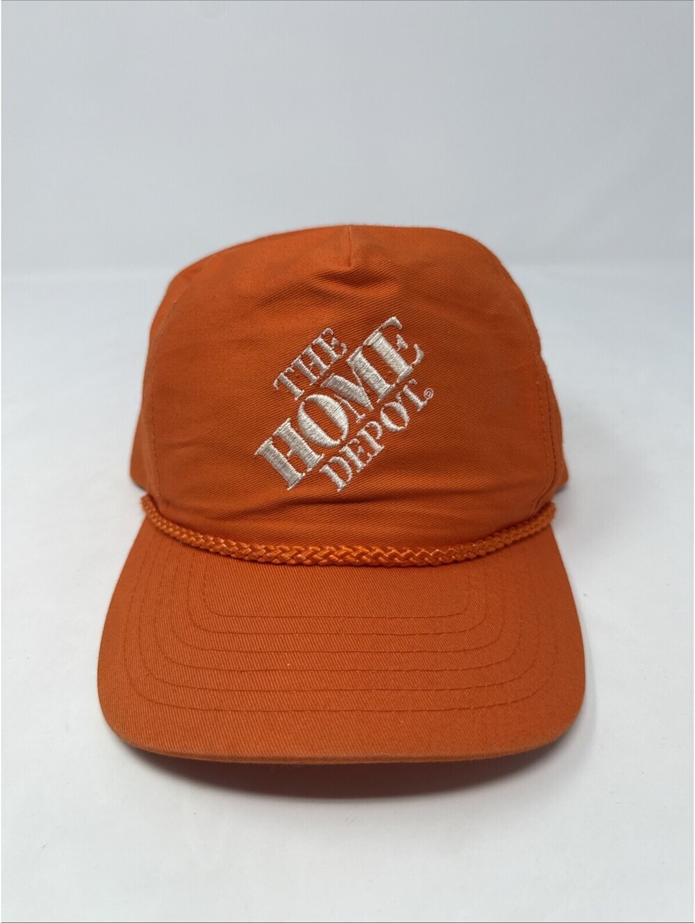 VINTAGE Home Depot Hat Cap Snap Back Orange Rope 80s 90s Men OSFA Trucker Summit